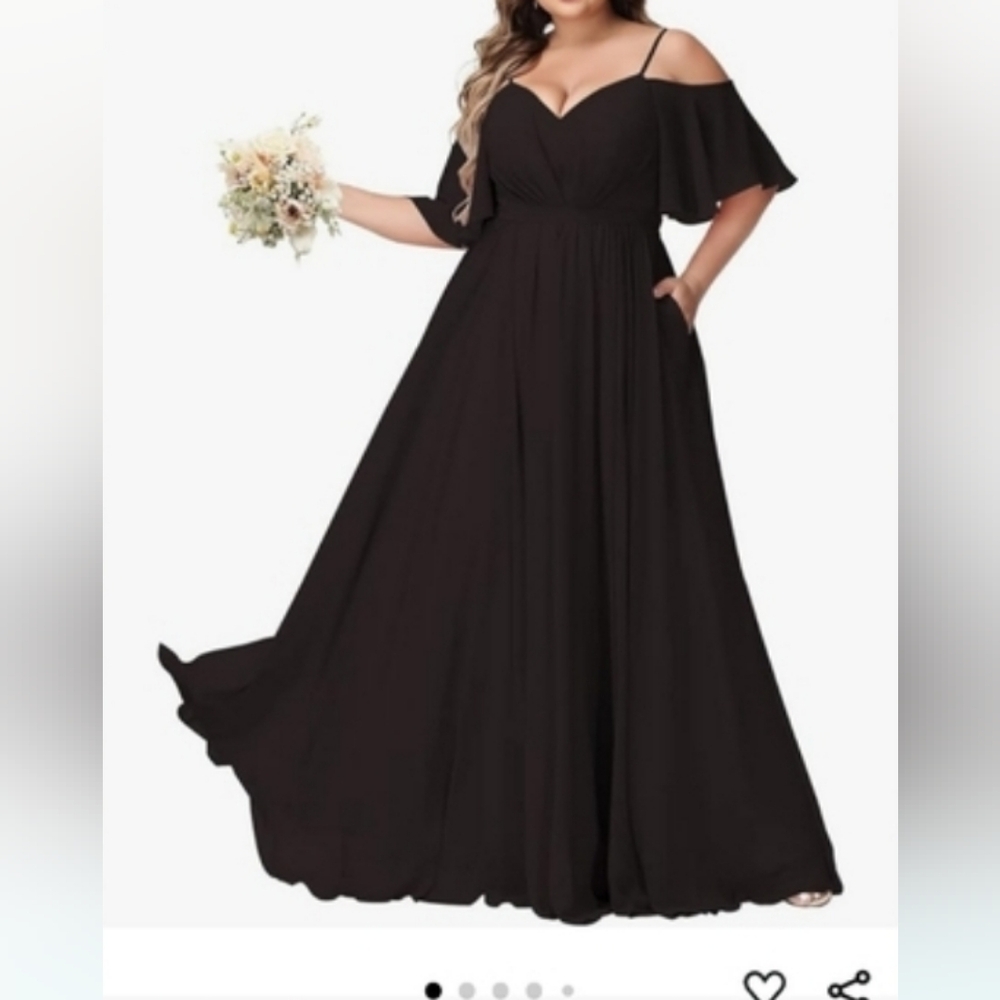 NEW WITH TAGS BLACK BALLGOWN BRIDESMAID PROM DRESS WITH LACE UP BACK 26PLUS